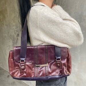 Vintage Purple Burgundy Leather Shoulder Bag